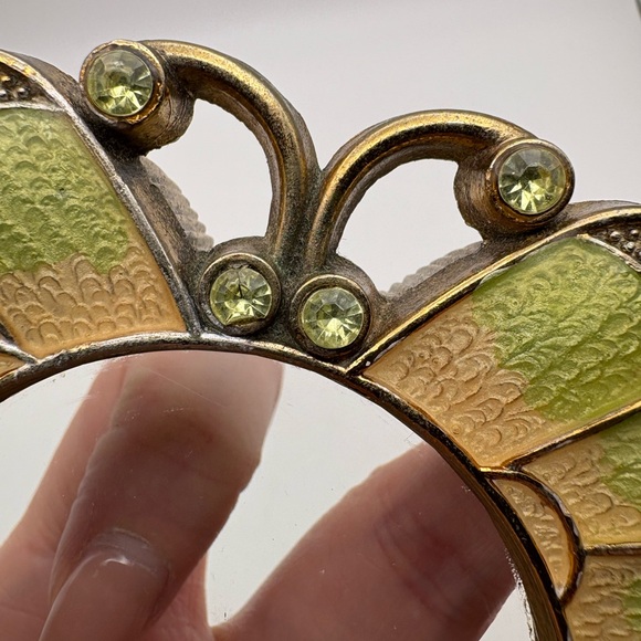 Vintage Enameled Crystal Rhinestone Butterfly Desk Reader Magnifying Glass - Picture 5 of 8